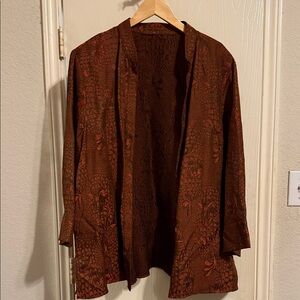 Vintage Rust Brown and Red Patterned Kimono Jacket